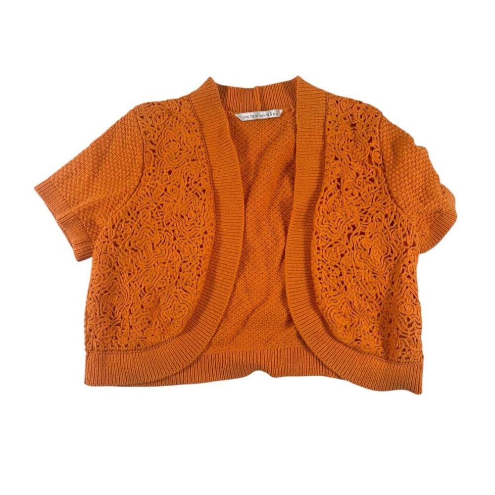 Peter Nygård Orange Woven Knit Cropped Shrug
